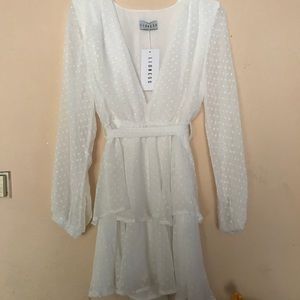 White Mini plunge dress